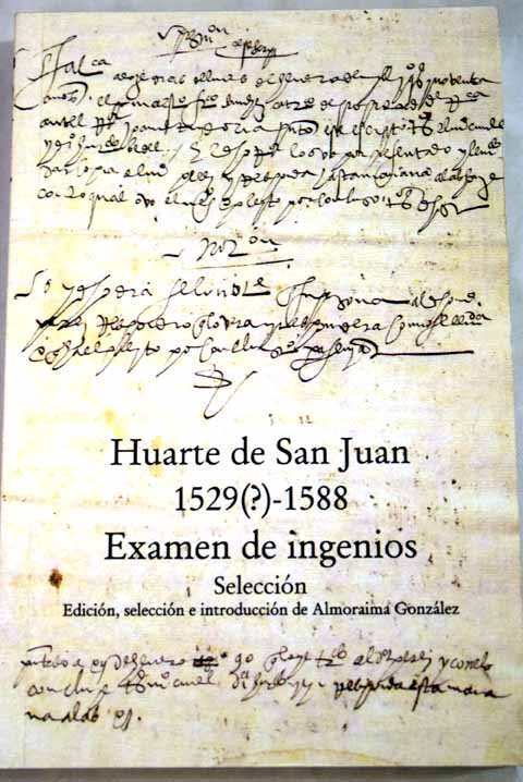 Examen de ingenios seleccin de textos / Juan Huarte de San Juan