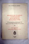 Estados de vitalidad y mortalidad de Guipúzcoa en el siglo XVIII / José Vargas Ponce