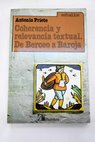Coherencia y relevancia textual De Berceo a Baroja / Antonio Prieto