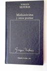 Mithistórima y otros poemas / Giorgos Seferis