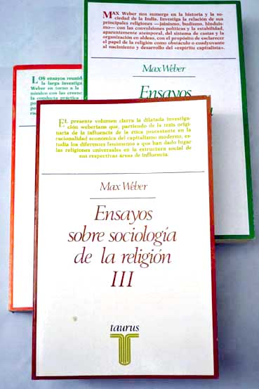 Ensayos sobre sociologia de la religion 3 vols / Max Weber