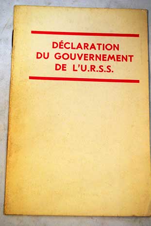 Dclaration du gouvernement de l U R S S du 29 mars 1969