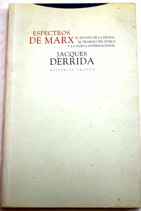 Espectros de Marx el Estado de la deuda el trabajo del duelo y la nueva Internacional / Jacques Derrida