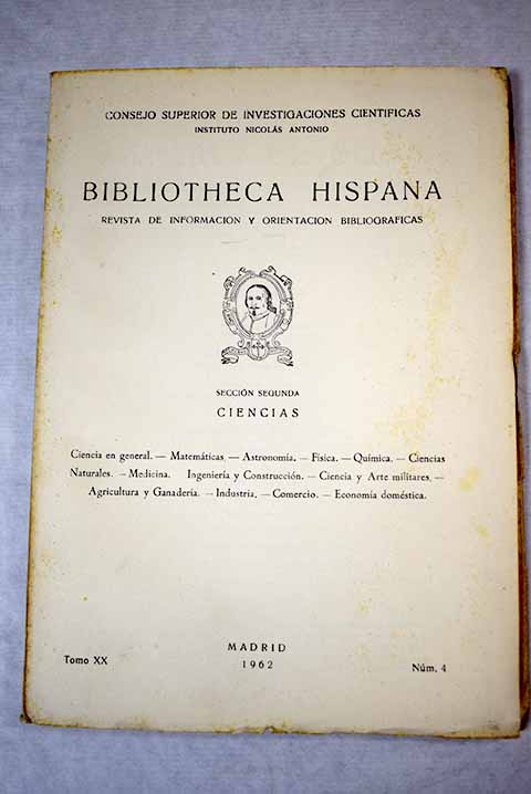 Bibliotheca hispana tomo XX nmero 4
