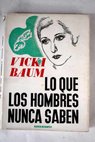 Lo que los hombres nunca saben / Vicki Baum