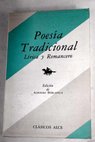 Poesa tradicional lrica y romancero Edicin de Alfonso Berlanga