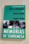 Memorias de sobremesa conversaciones de ngel S Harguindey con Rafael Azcona y Manuel Vicent / ngel Snchez Harguindey