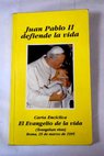 Carta encclica Evangelium vitae del Sumo Pontfice Juan Pablo II a los obispos a los sacerdotes y diconos a los religiosos y religiosas a los fieles laicos y a todas las personas de buena voluntad sobre el valor y el carcter inviolable de la vida humana
