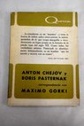 Antn Chejov y Boris Pasternak correspondencia con Mximo Gorki