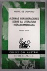 Algunas consideraciones sobre la literatura hispanoamericana / Miguel de Unamuno