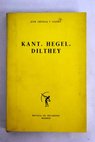 Kant Hegel Dilthey / Jos Ortega y Gasset