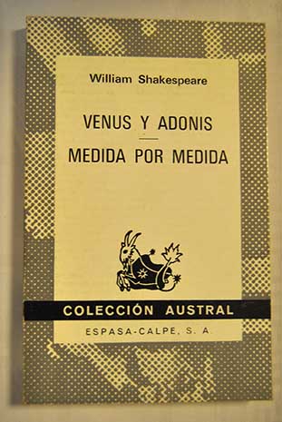 Venus y Adonis Medida por medida / William Shakespeare